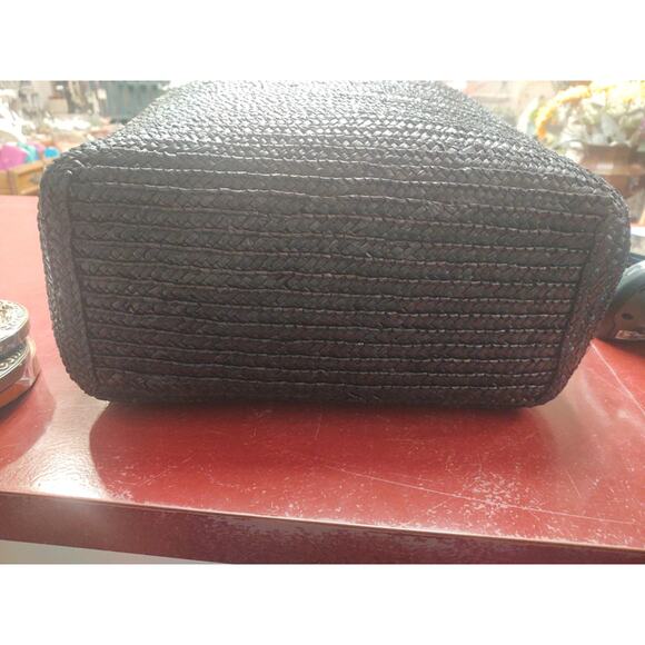Worthington Black Rafia Tote with white stars and pinstripe interier - Picture 5 of 5